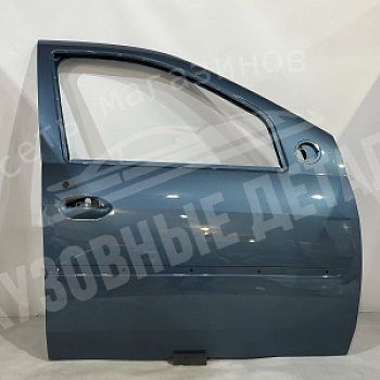 Дверь Renault Logan передняя ПРАВАЯ RNF Blue Minerale Синий Минерал с отв. под молдинг